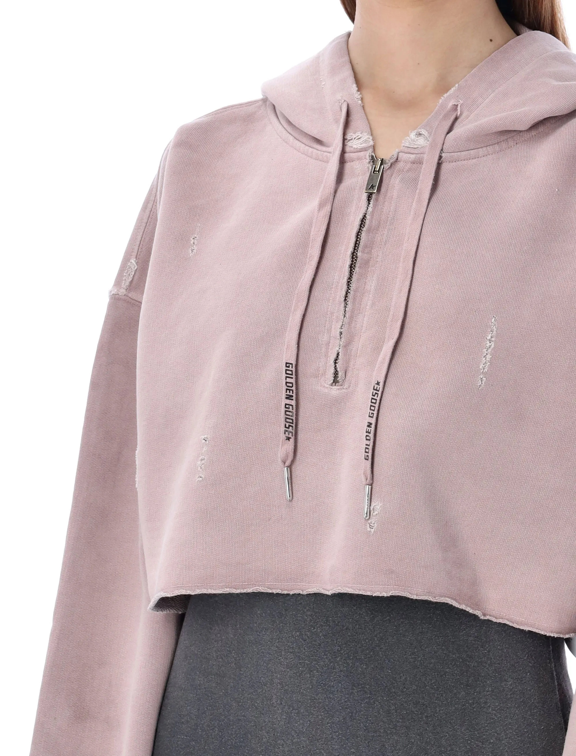 Golden Goose Deluxe Brand Drawstring Cropped Hoodie