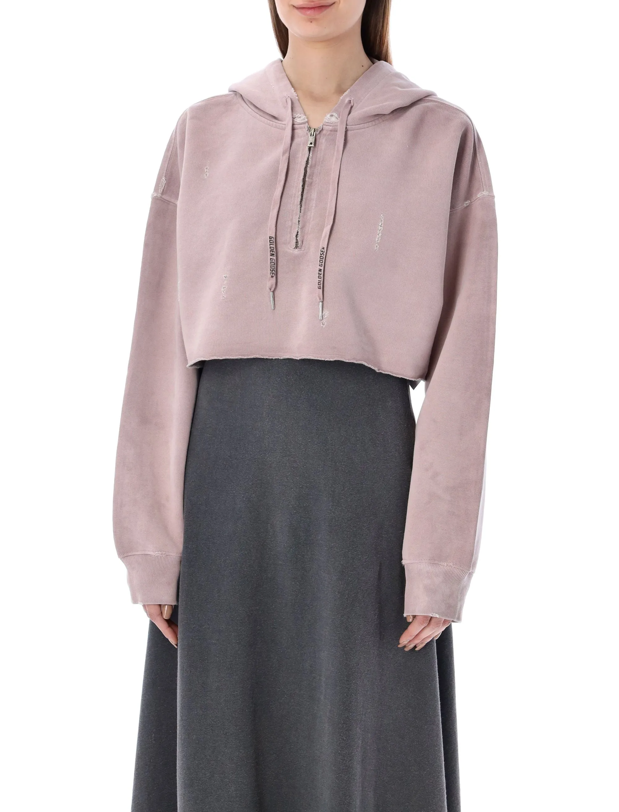 Golden Goose Deluxe Brand Drawstring Cropped Hoodie