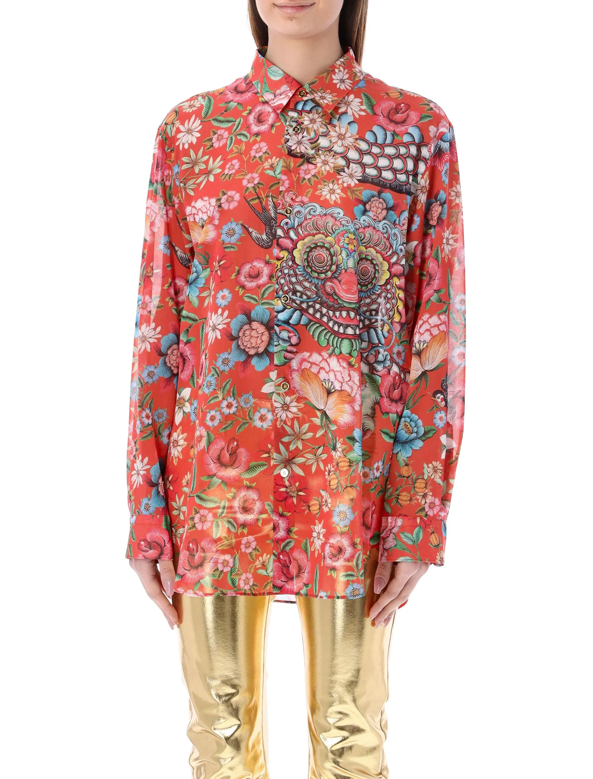 Junya Watanabe Graphic Printed Buttoned Shirt