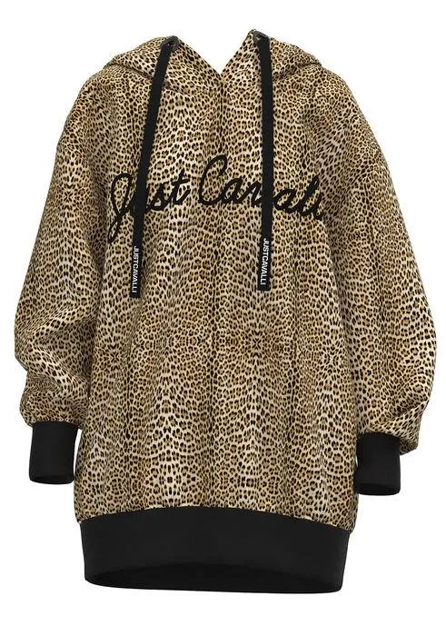 Just Cavalli Leopard Print Drawstring Hoodie
