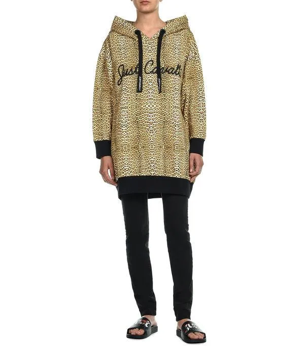 Just Cavalli Leopard Print Drawstring Hoodie