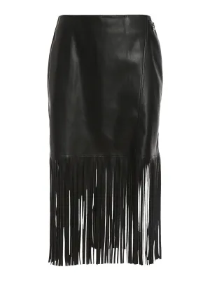 Karl Lagerfeld Faux-Leather Fringed Skirt