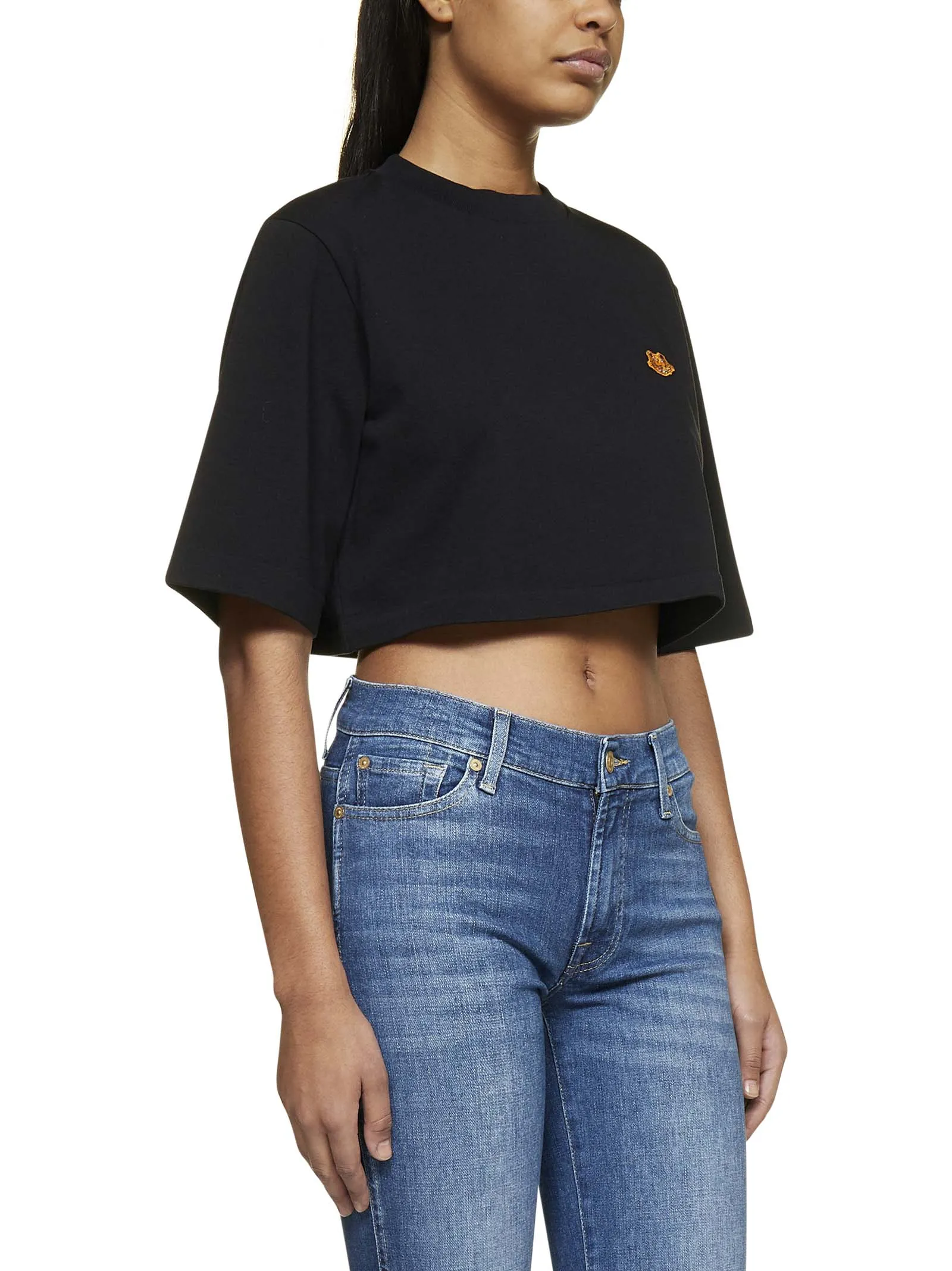 Kenzo Tiger Embroidered Cropped T-Shirt