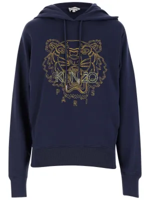 Kenzo Tiger Logo Embroidered Drawstring Hoodie