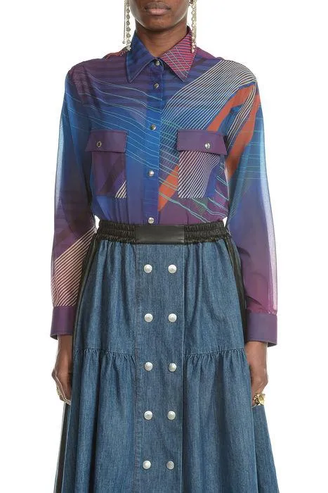 Koch Cut Out Geometric Printed Shirt