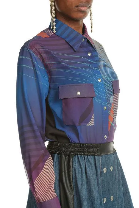 Koch Cut Out Geometric Printed Shirt