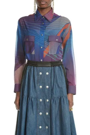 Koch Cut Out Geometric Printed Shirt