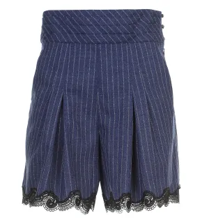 Koch Lace Trim Striped Shorts