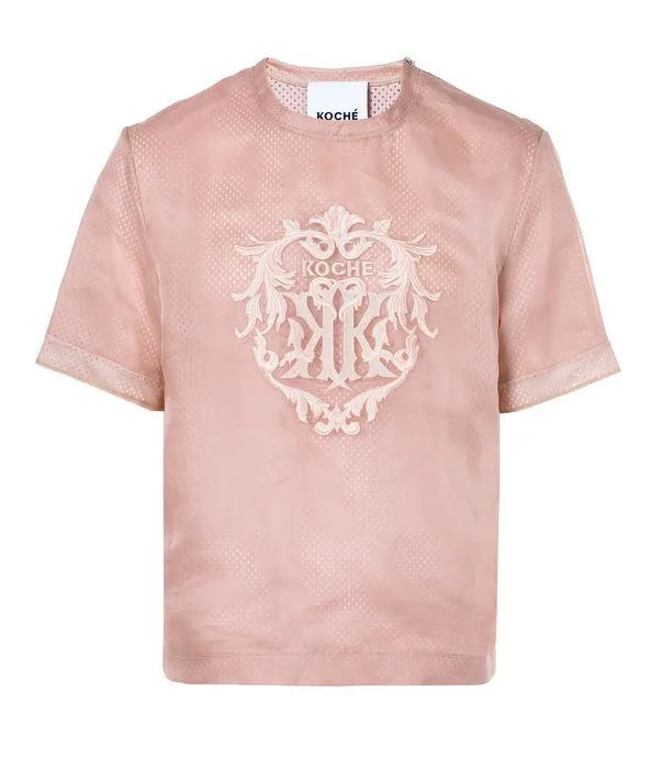 Koch Logo Embroidered Crewneck T-Shirt