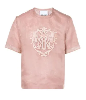 Koch Logo Embroidered Crewneck T-Shirt