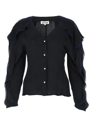 Koch V-Neck Buttoned Top