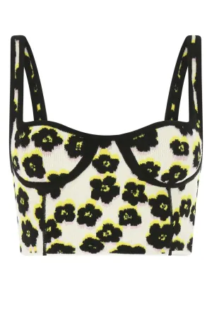 Lanvin Floral Intarsia Cropped Knitted Top