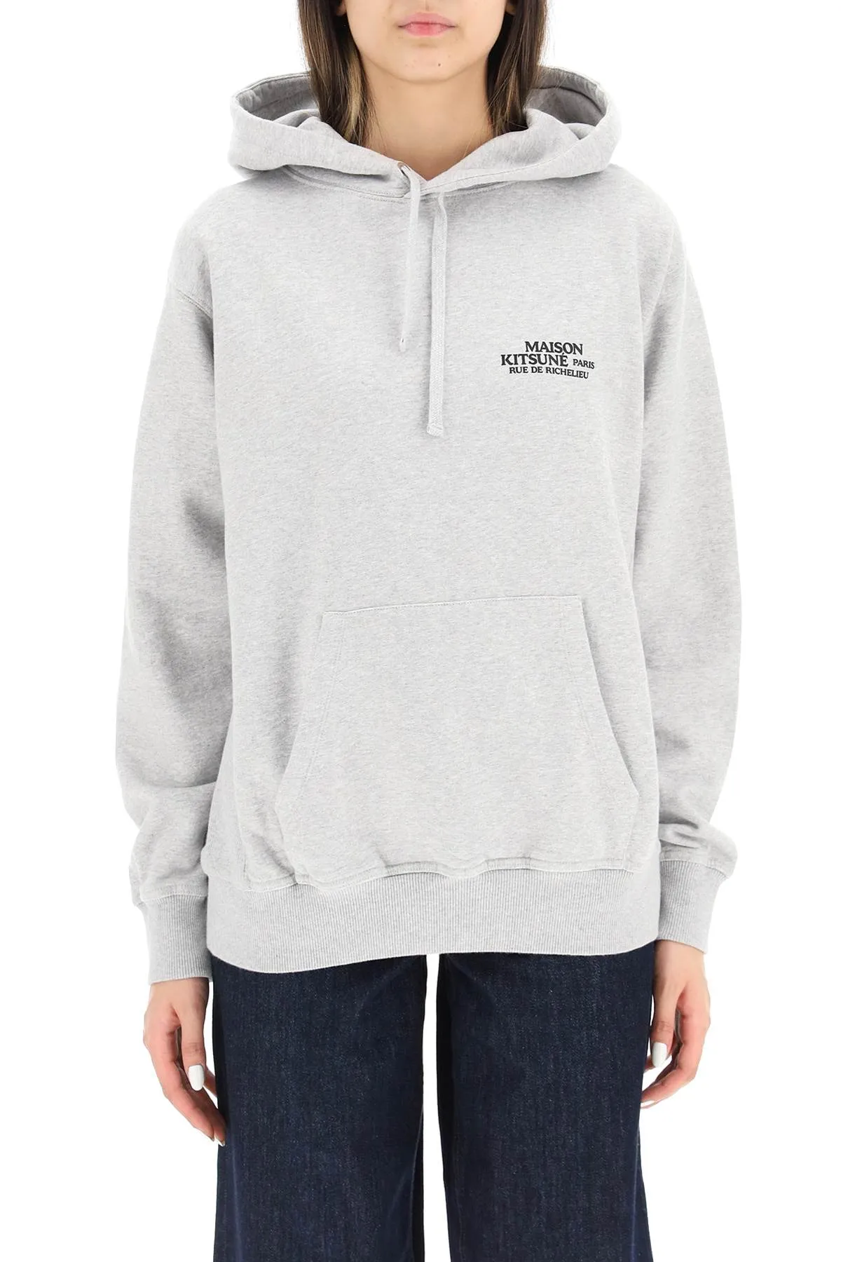 Maison Kitsun Logo Printed Drawstring Hoodie