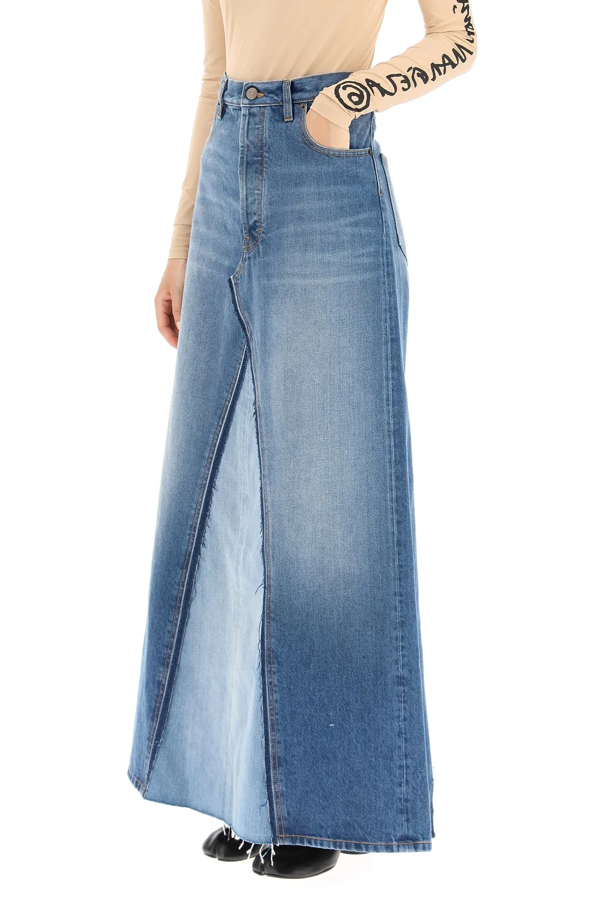 Maison Margiela Two-Tone Denim Skirt