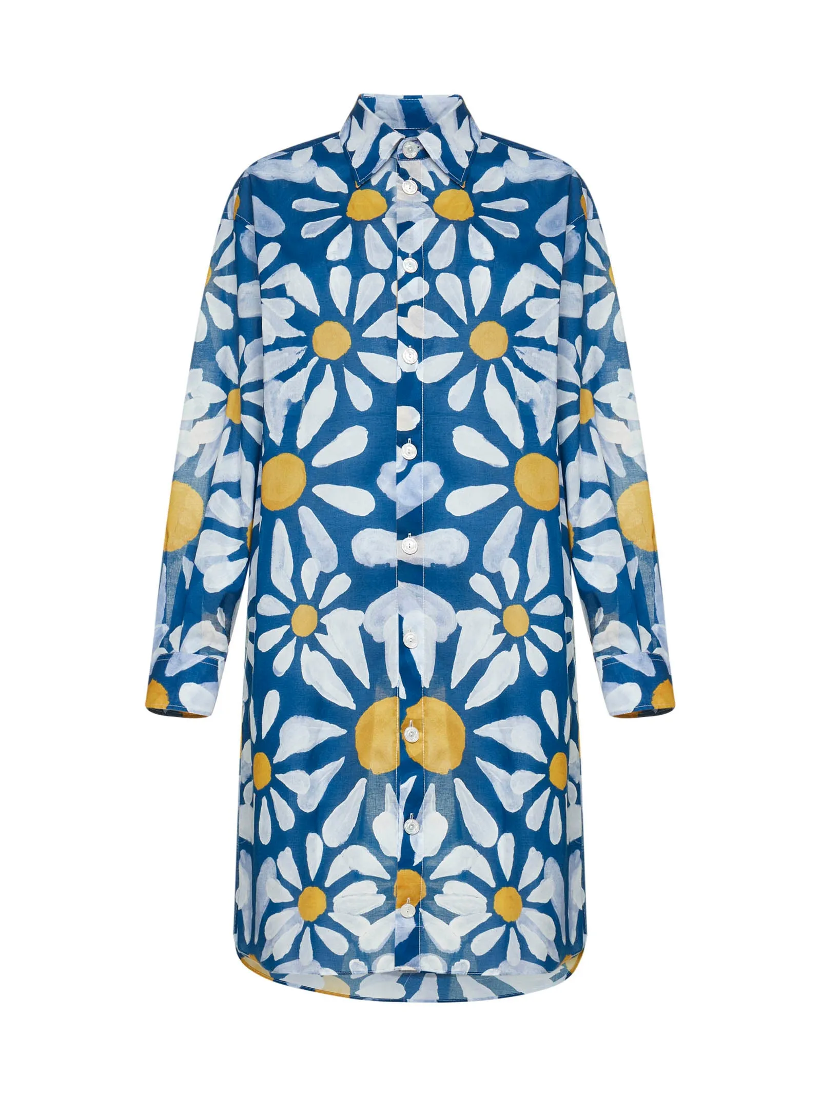 Marni Floral Printed Long-Sleeved Shirt Dress