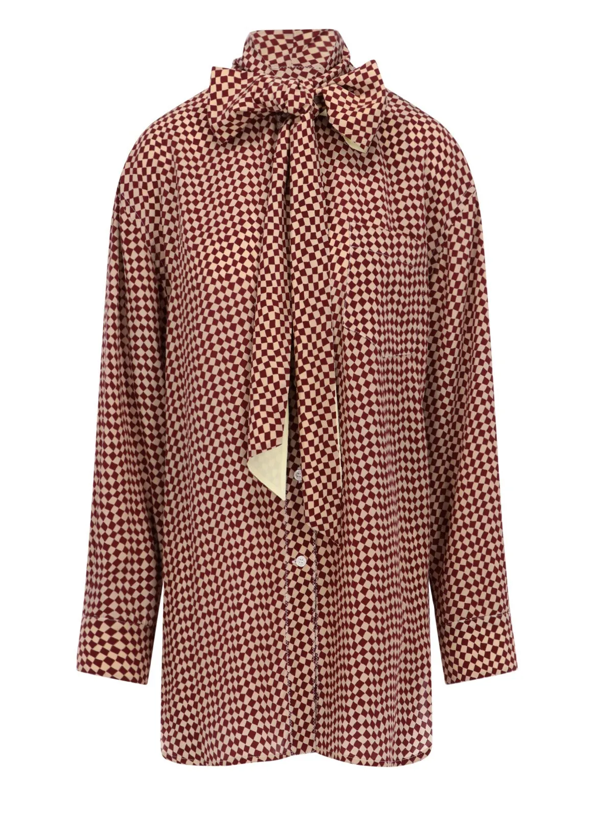 Marni Plaid Printed Bow Detailed Shirt