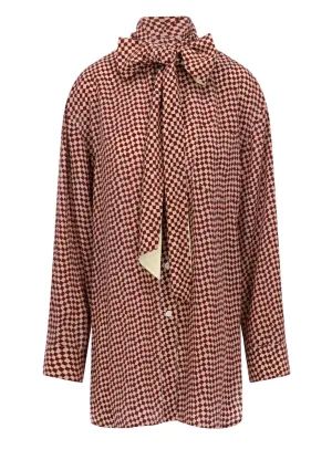 Marni Plaid Printed Bow Detailed Shirt