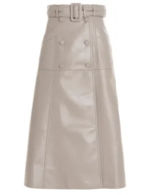 MATRIEL Faux-Leather Midi Skirt