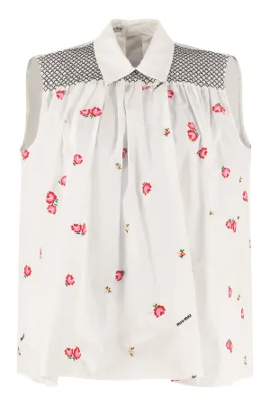 Miu Miu Floral Print Sleeveless Shirt