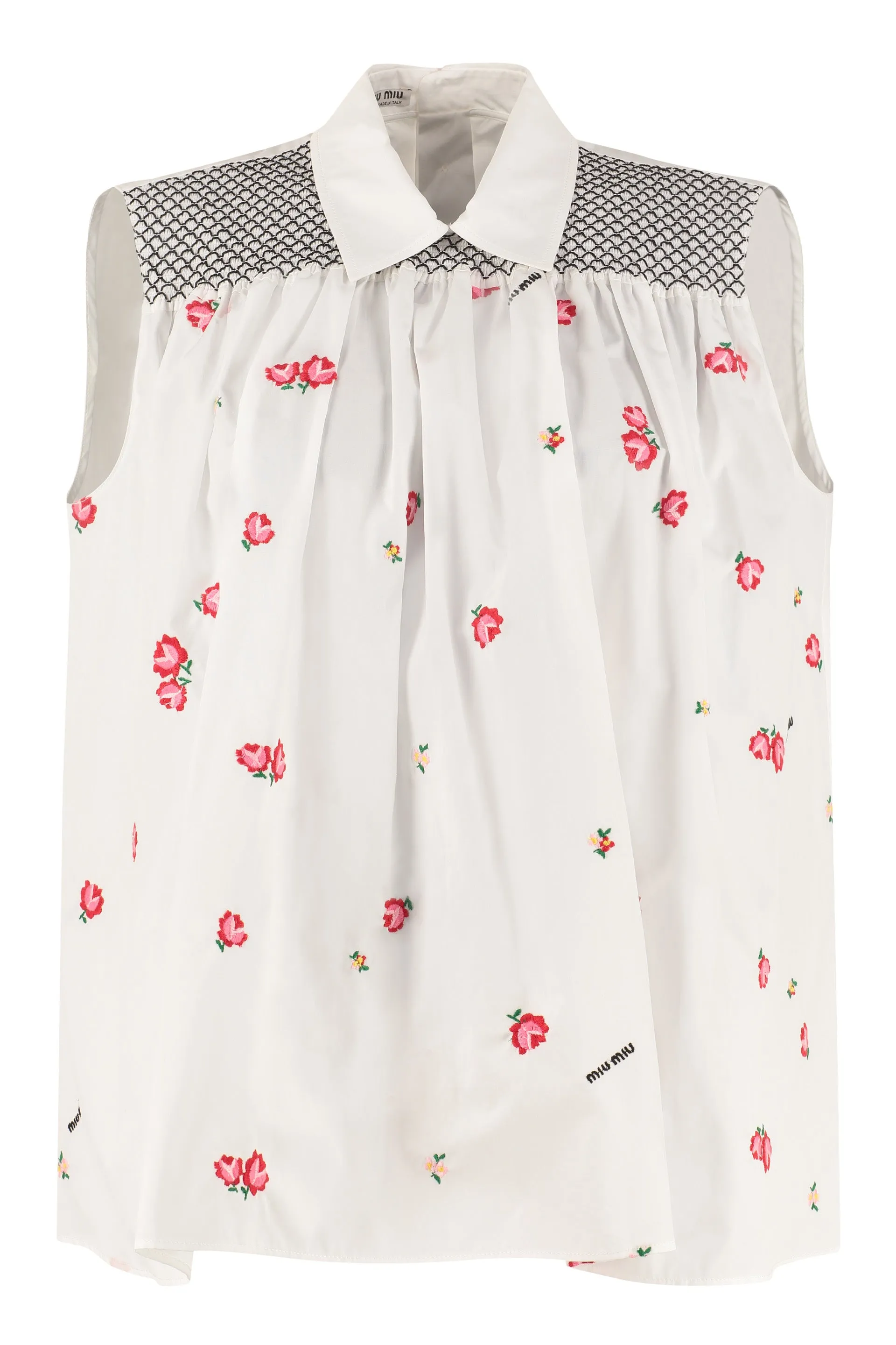 Miu Miu Floral Print Sleeveless Shirt