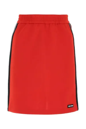 Miu Miu Logo Patched Jersey Skirt