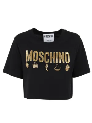 Moschino Charm Embellished Cropped T-Shirt
