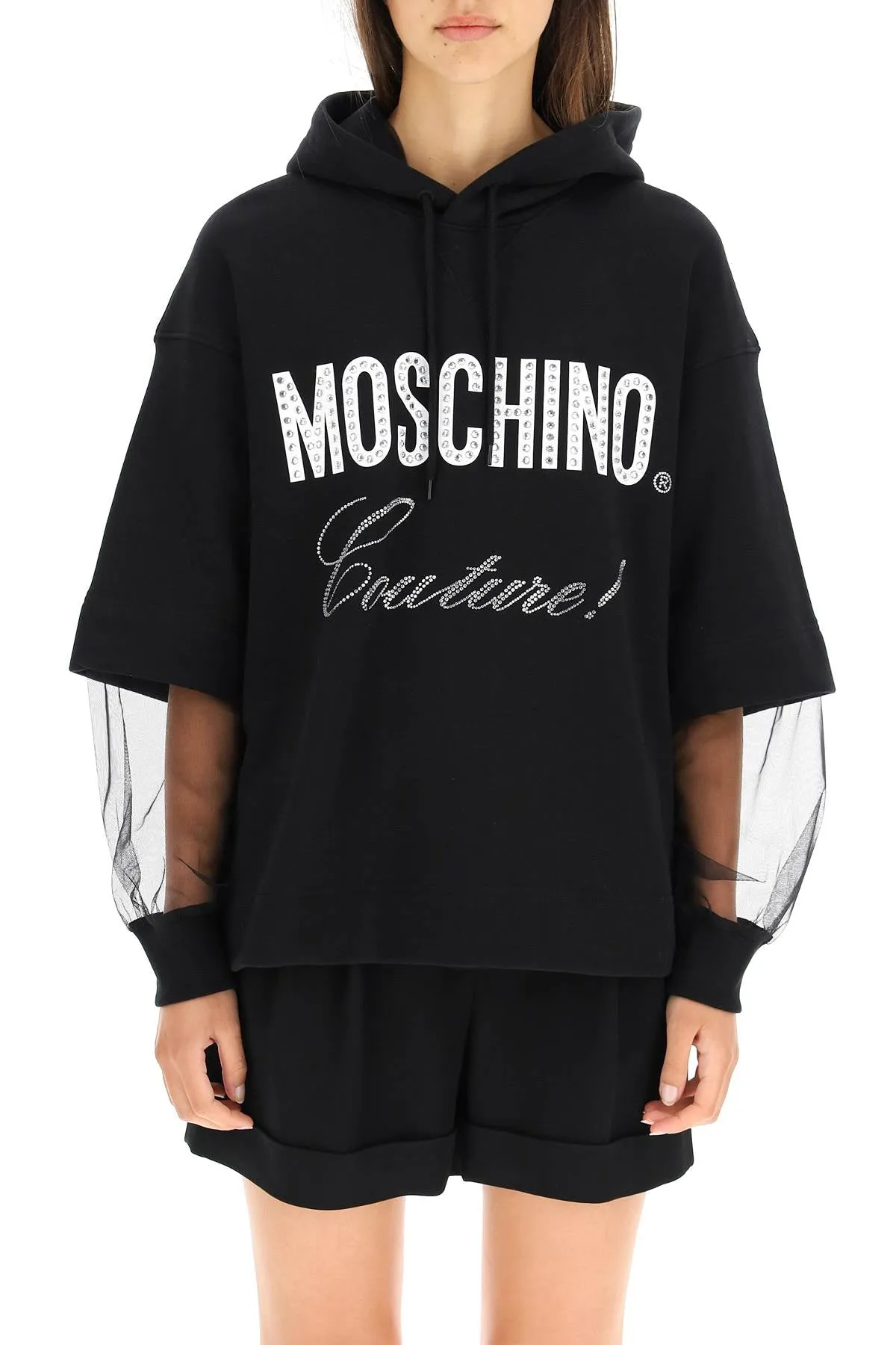 Moschino Couture Logo Print Drawstring Hoodie