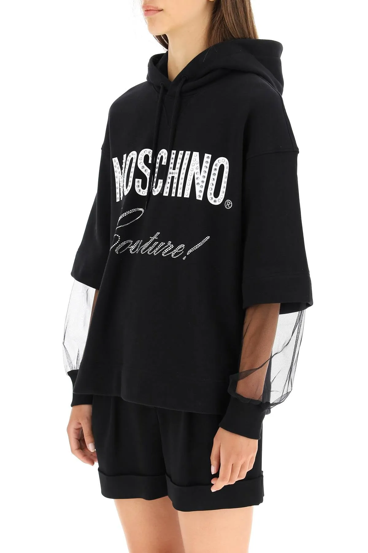 Moschino Couture Logo Print Drawstring Hoodie