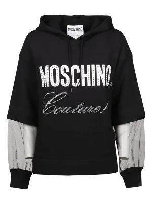 Moschino Couture Logo Print Drawstring Hoodie