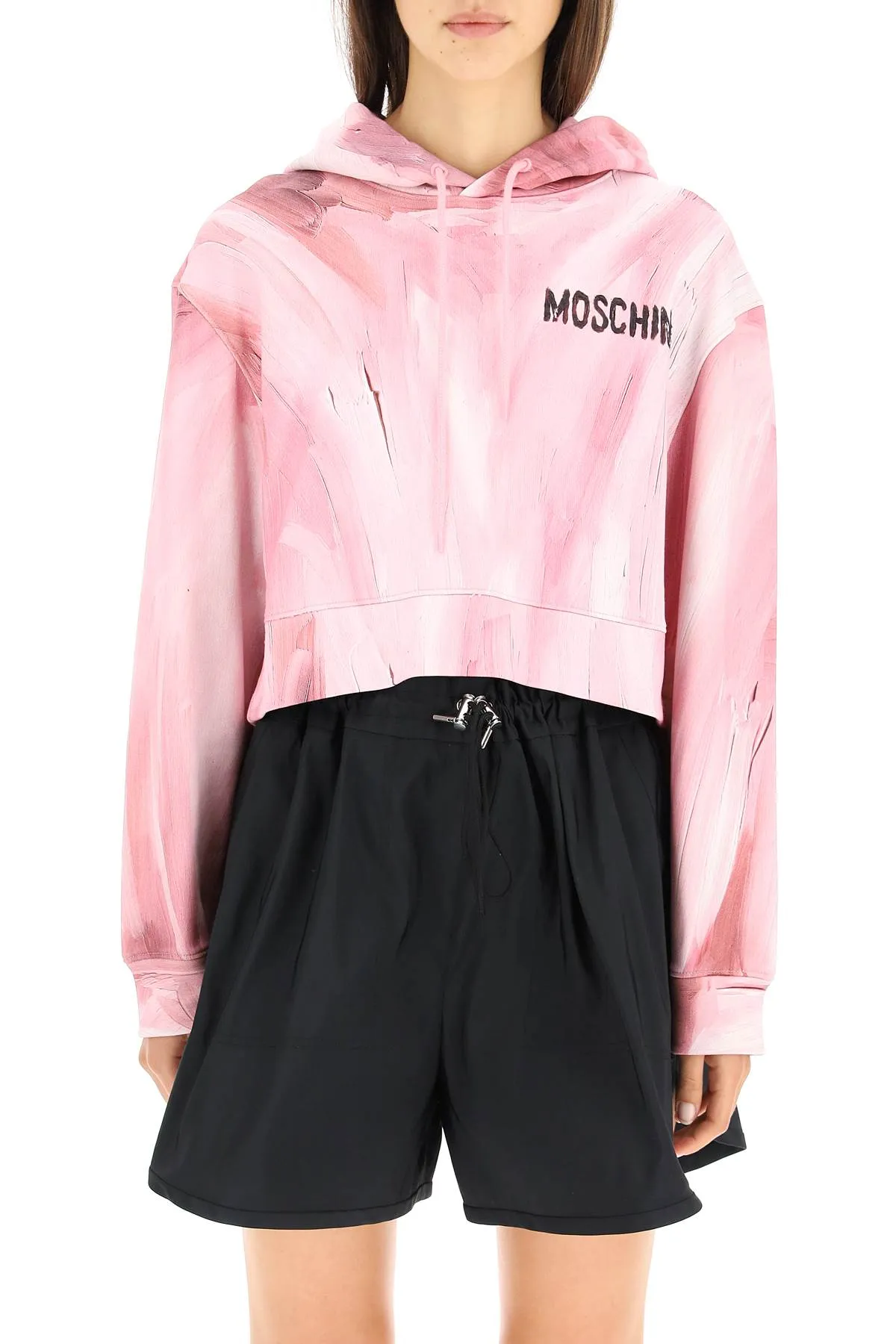 Moschino Drawstring Cropped Hoodie