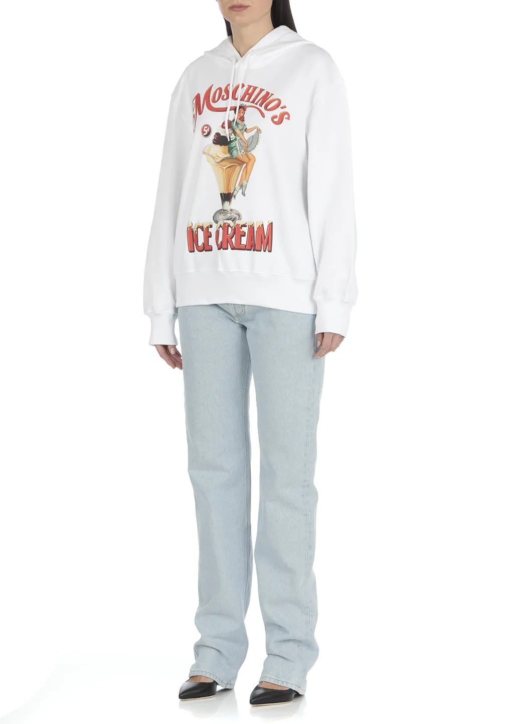 Moschino Logo Print Drawstring Hoodie