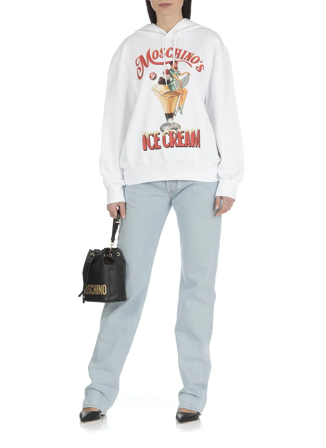 Moschino Logo Print Drawstring Hoodie