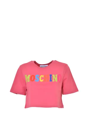 Moschino Logo Printed Crop T-Shirt