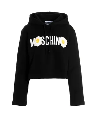 Moschino Logo Printed Cropped Hoodie