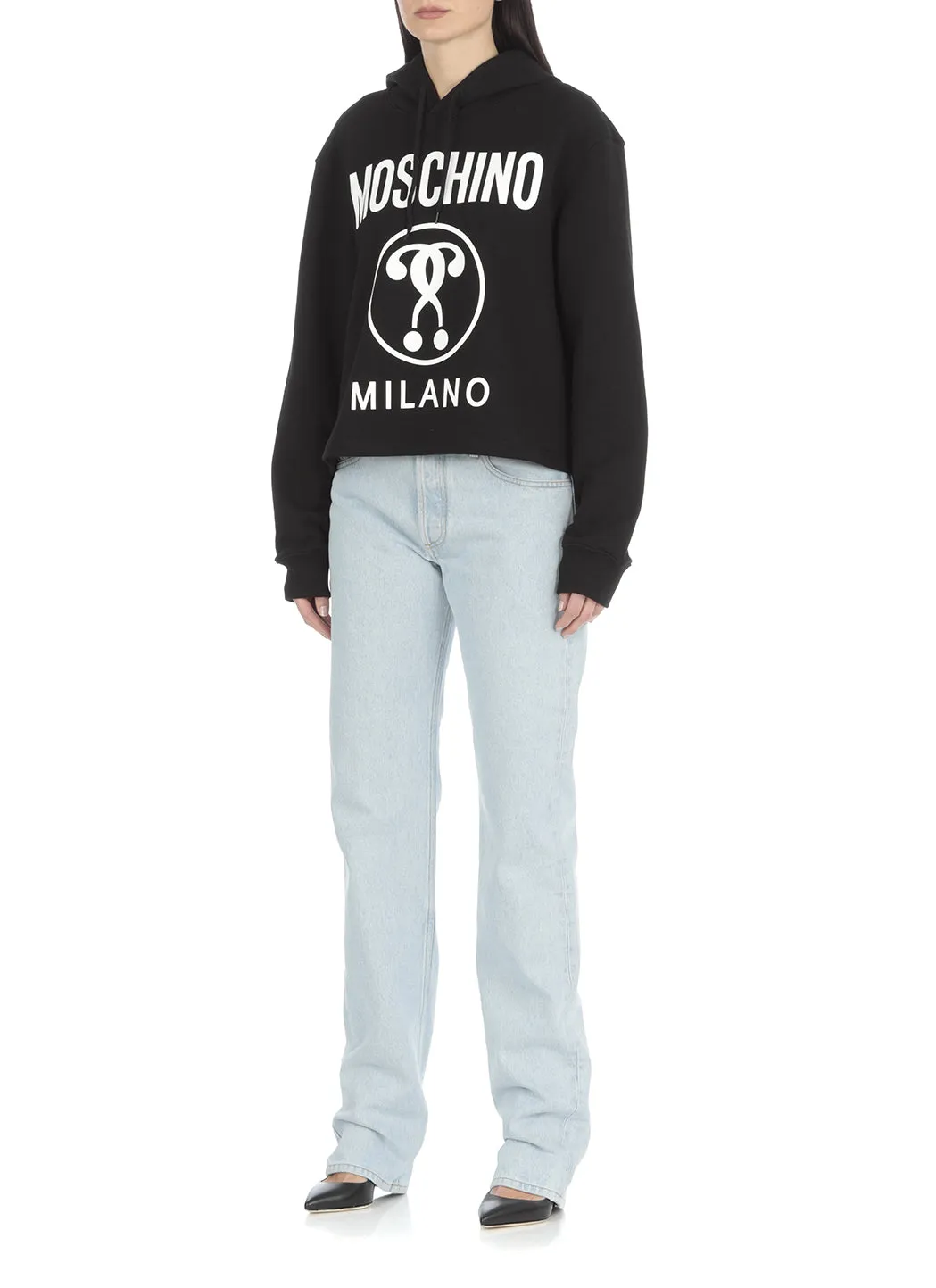 Moschino Logo Printed Drawstring Hoodie