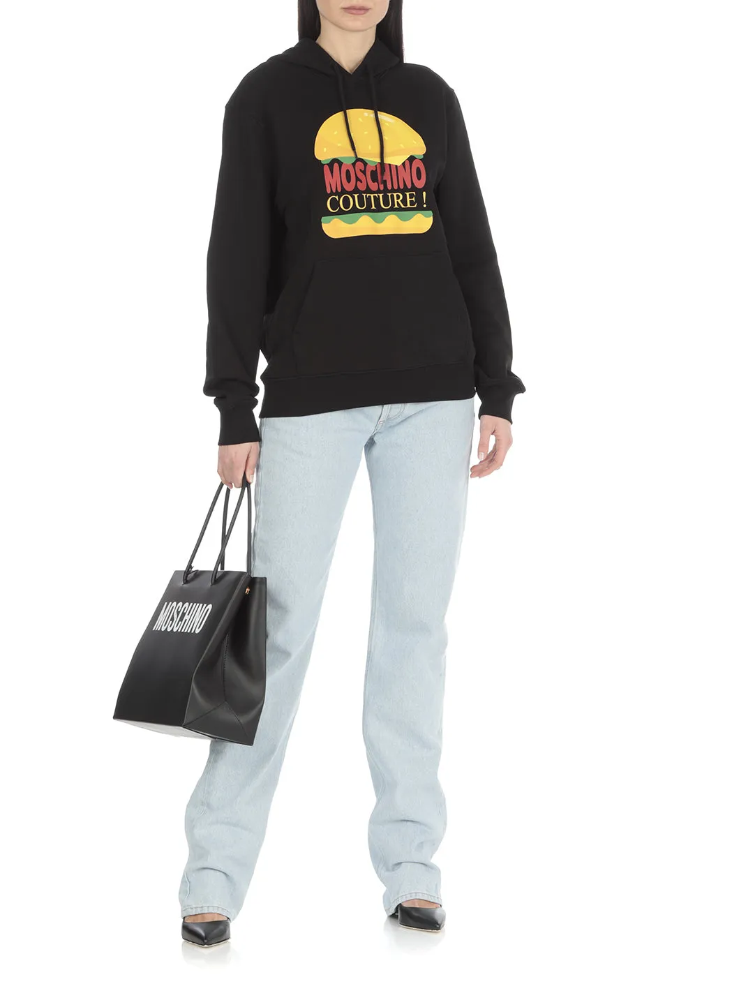 Moschino Logo Printed Drawstring Hoodie