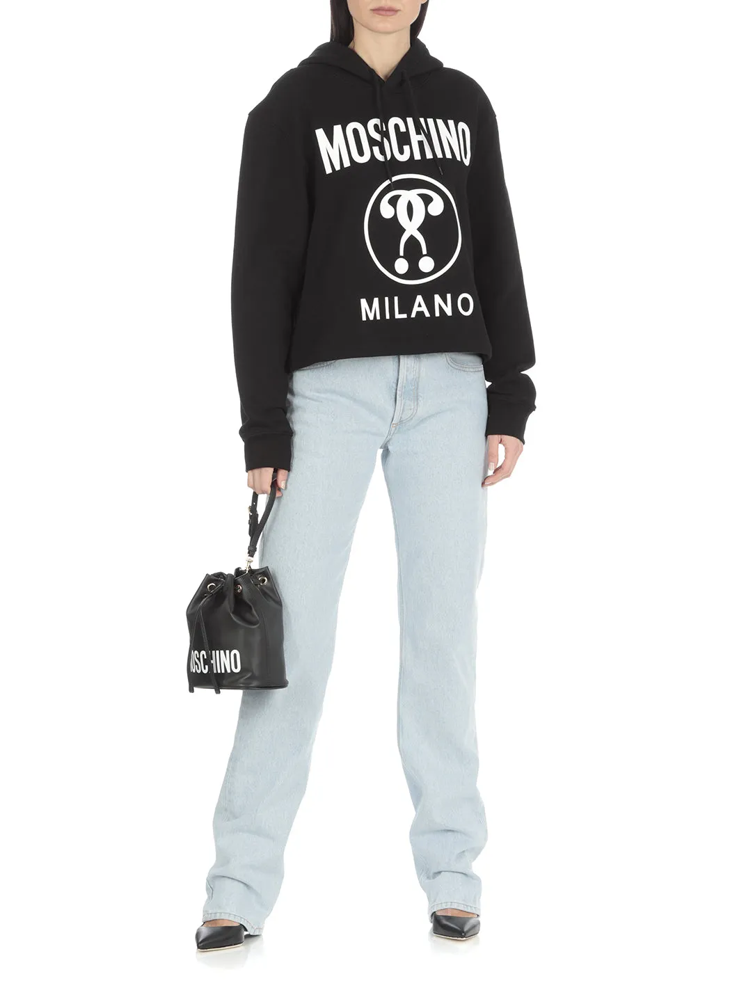 Moschino Logo Printed Drawstring Hoodie