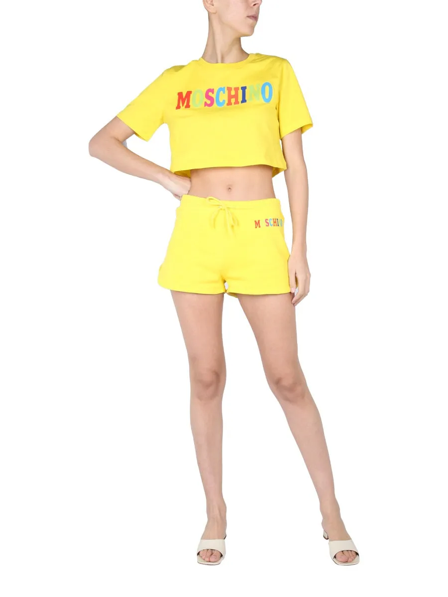 Moschino Logo Printed Drawstring Shorts