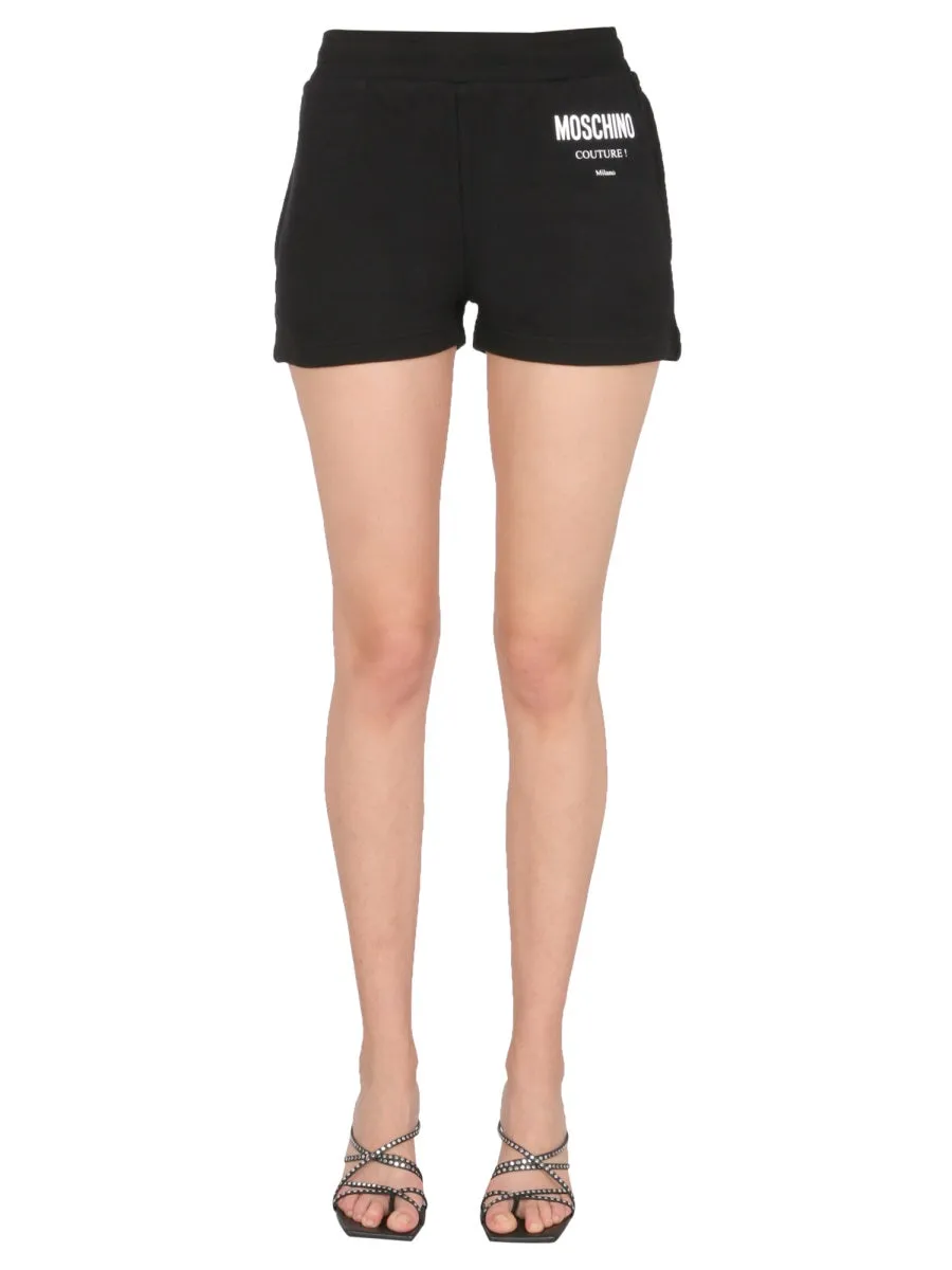 Moschino Logo Printed Elastic Waist Shorts