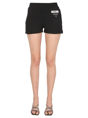 Moschino Logo Printed Elastic Waist Shorts