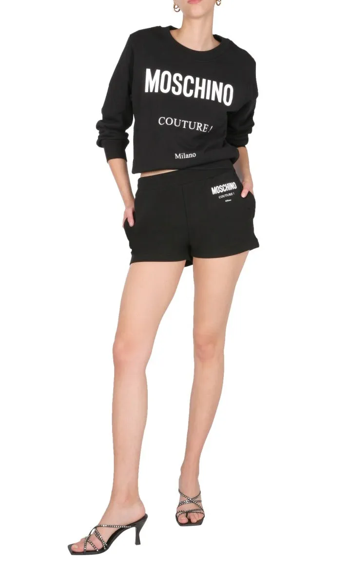Moschino Logo Printed Elastic Waist Shorts