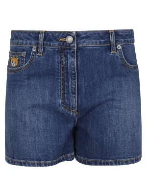 Moschino Teddy Bear Patch Denim Shorts