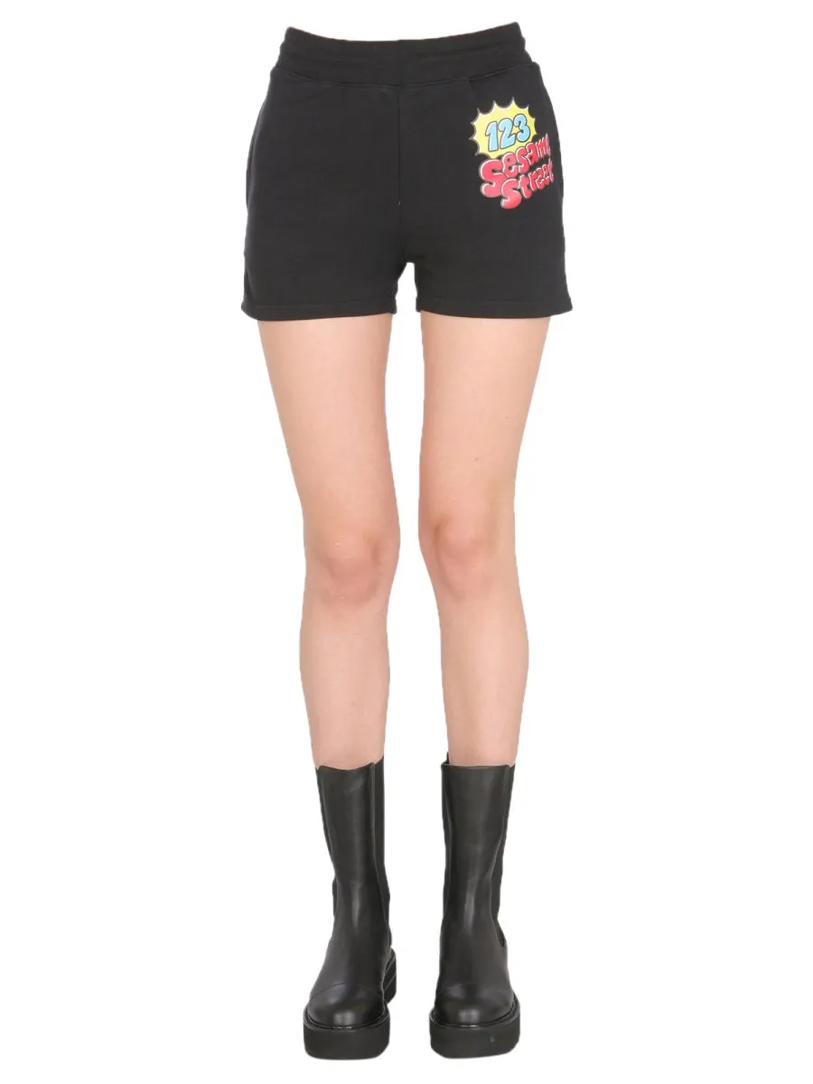 Moschino X Sesame Street Logo Print Shorts