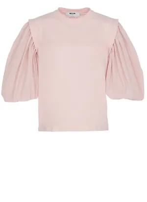 MSGM Ballon Sleeved Logo Print T-Shirt