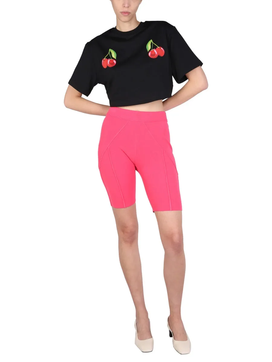 MSGM Cherry Print Cropped T-Shirt