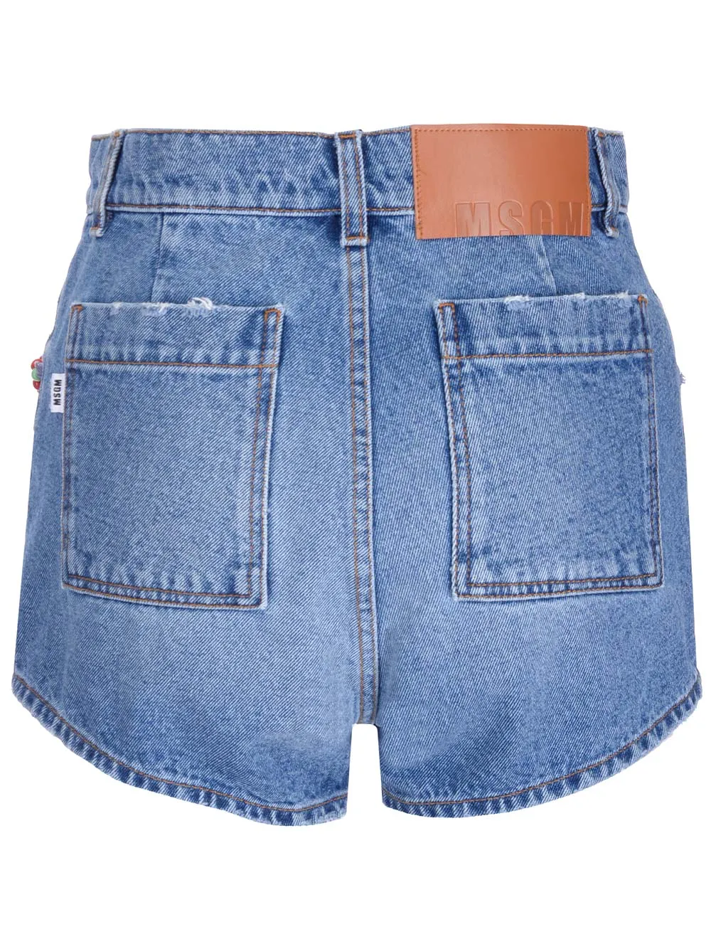 MSGM Floral Detailed Denim Shorts