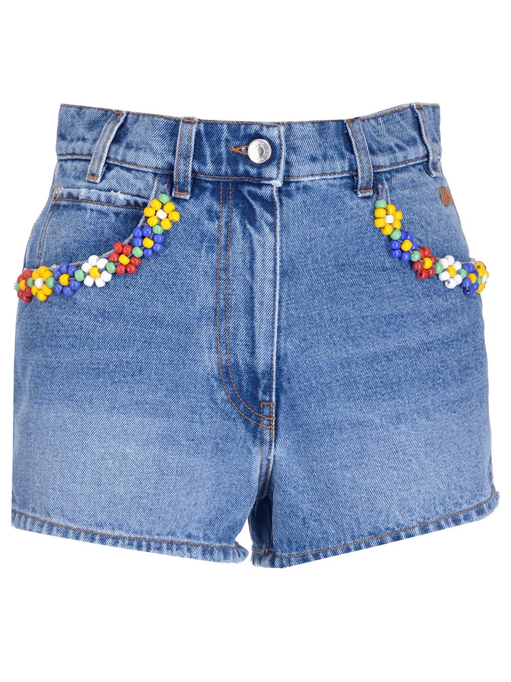 MSGM Floral Detailed Denim Shorts
