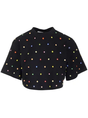 MSGM Floral Embroidered Cropped Top