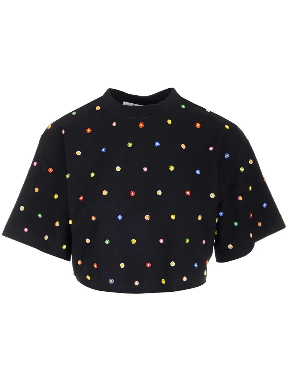 MSGM Floral Embroidered Cropped Top