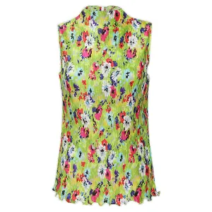 MSGM Floral Print Pleated Tank Top